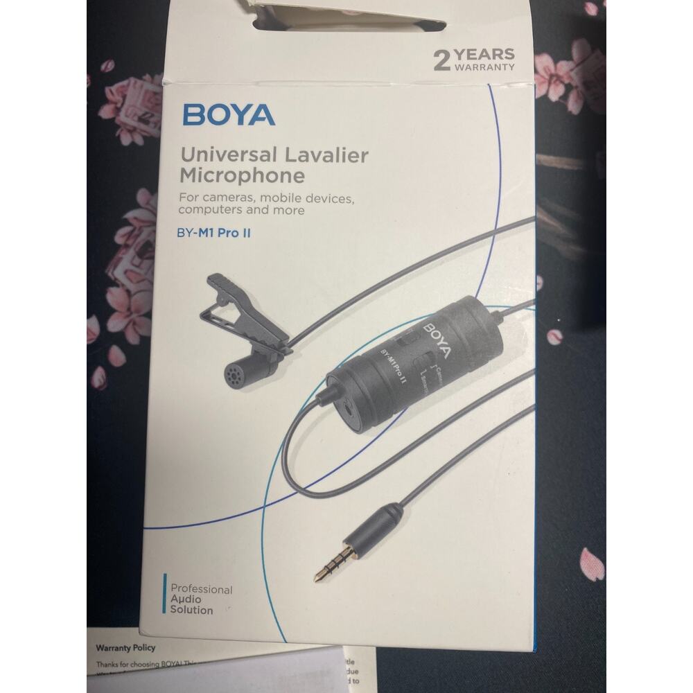 Boya BY-M1 Pro II Universal Lavalier Microphone Headphone Jack NEW Open Box